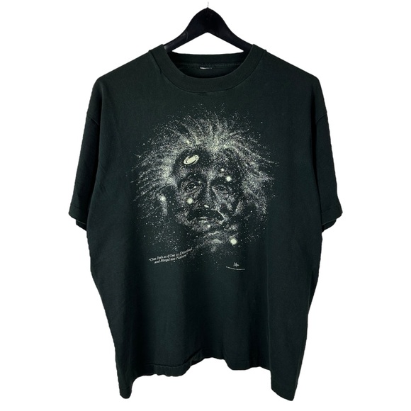 Vintage 90s Albert Einstein Merged In To Nature Physics Graphic Shirt Size L